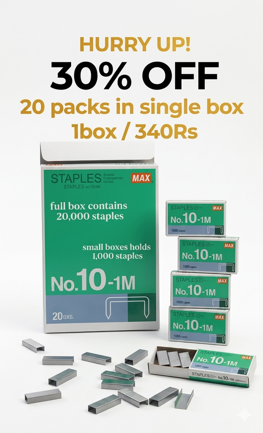 MAX No.10-1M Mini Staples - High-Quality Jam-Free Steel Staples(20 Boxes / 20,000 Staples Bulk Pack)